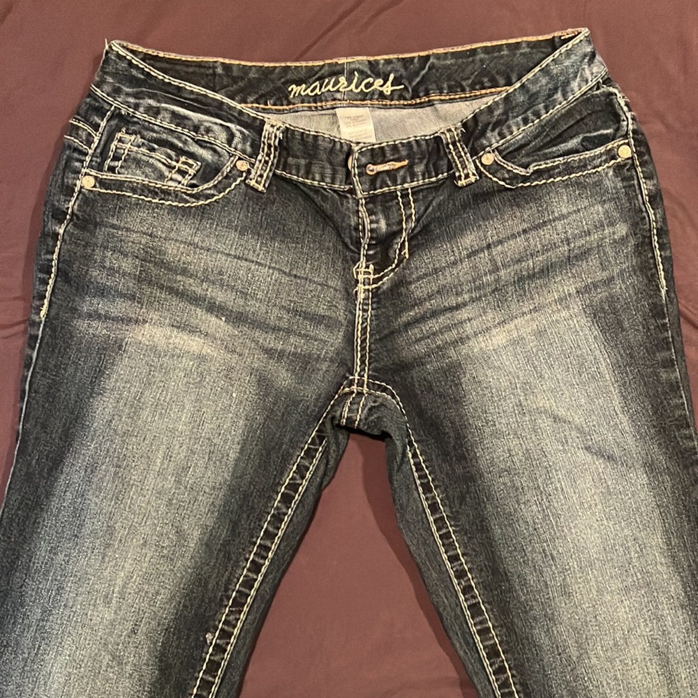 Maurice’s dark washed low rise 9/10 jeans